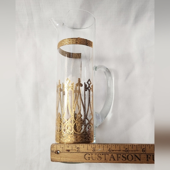 Culver Ltd. 22K Gold Signed VTG Mid-Century Antigua Tall Cocktail Pitcher Valenc - Picture 11 of 16